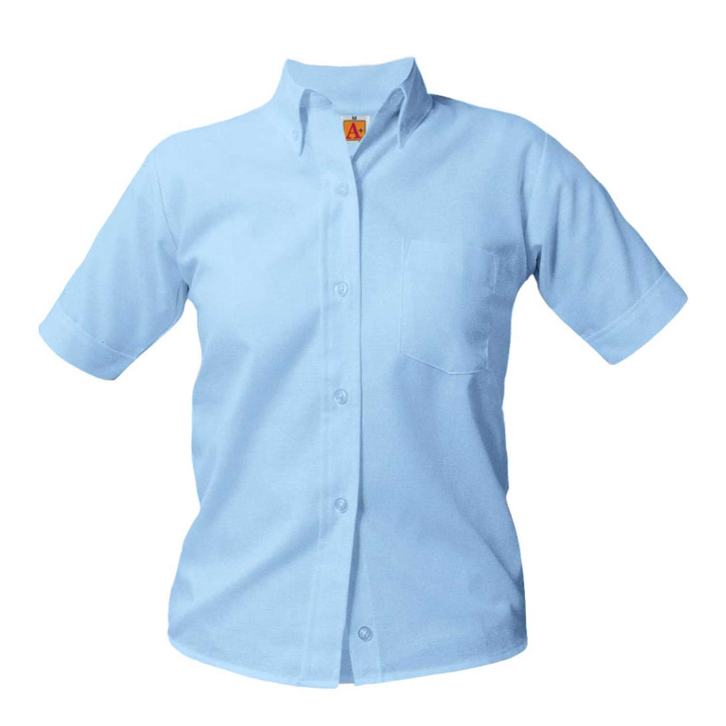 Girl's Oxford Short Sleeve Blouse w/Logo - 1124