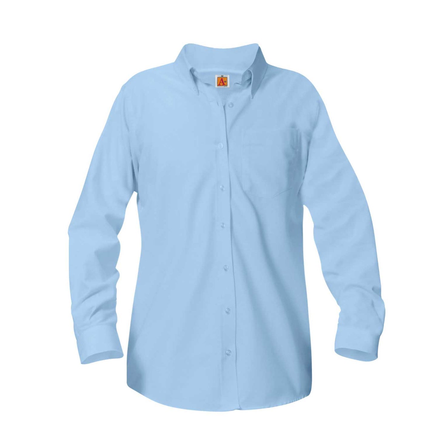 Girl's Oxford Long Sleeve Blouse w/Logo - 1124