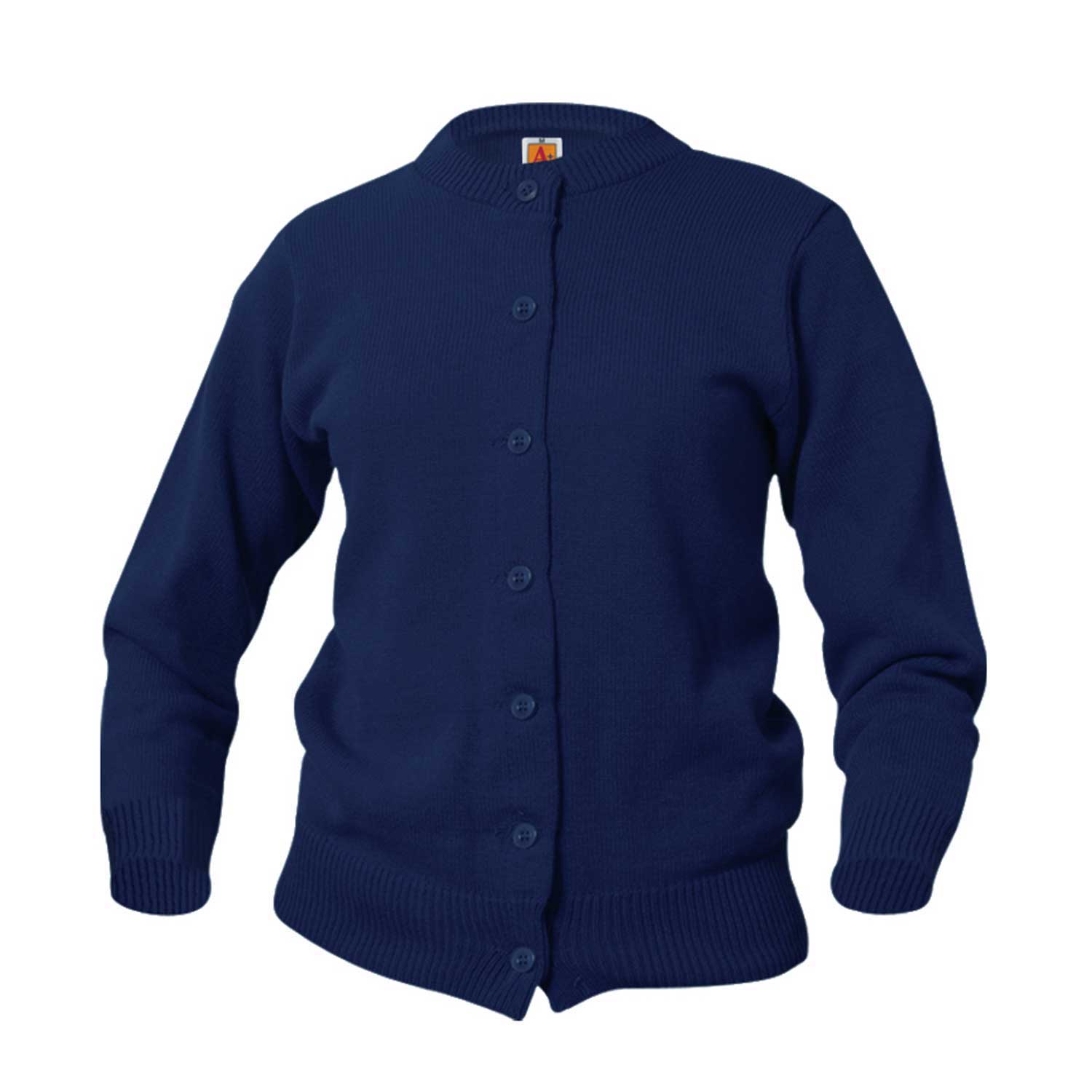 Women's Jersey Knit 7-Button Crewneck Cardigan w/Logo - 1112 – My Aplus ...