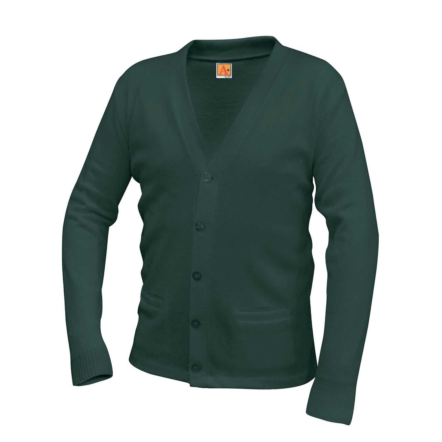 Unisex Jersey Knit 5-Button V-Neck Pocket Cardigan w/Logo - 1104