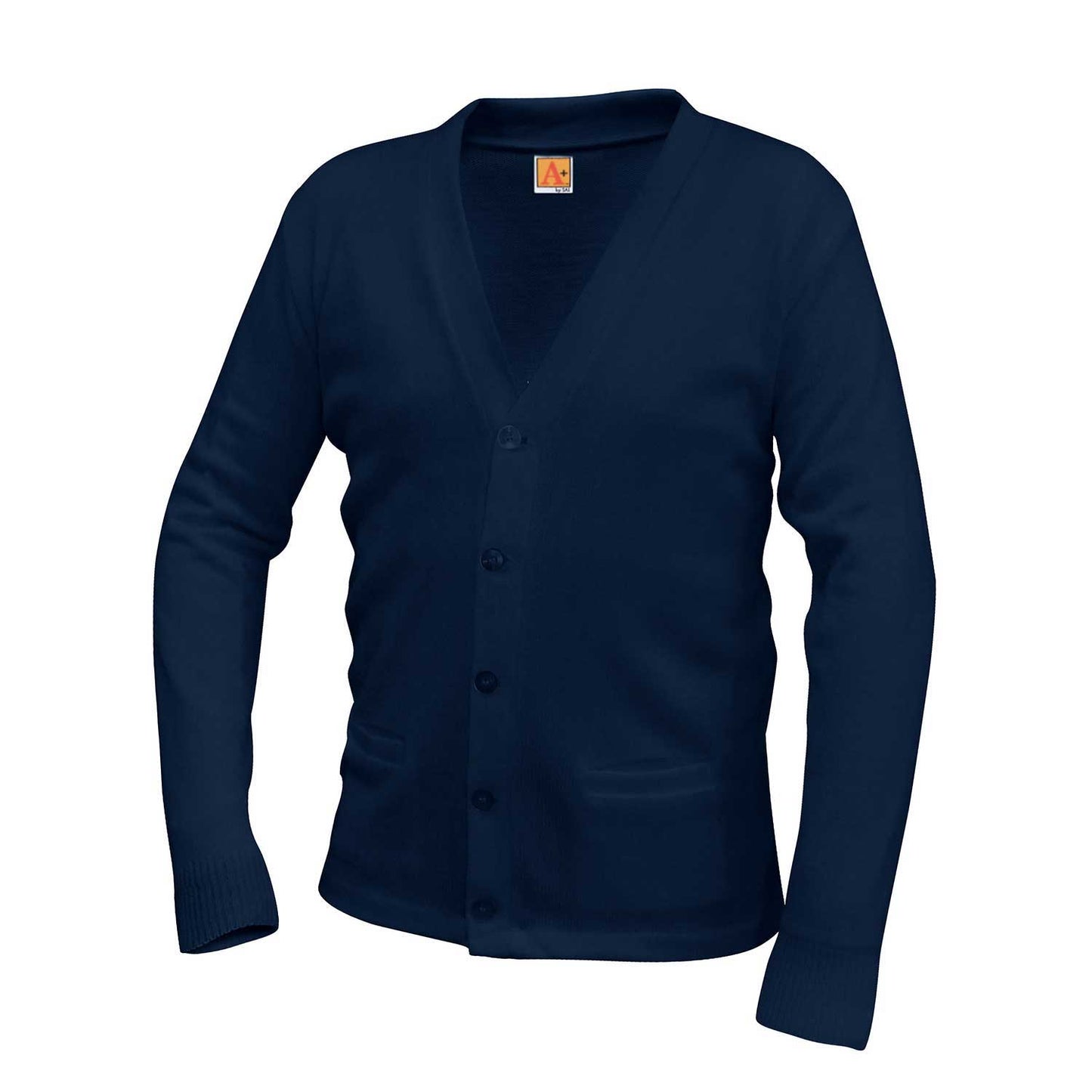 Unisex Jersey Knit 5-Button V-Neck Pocket Cardigan w/Logo - 1104