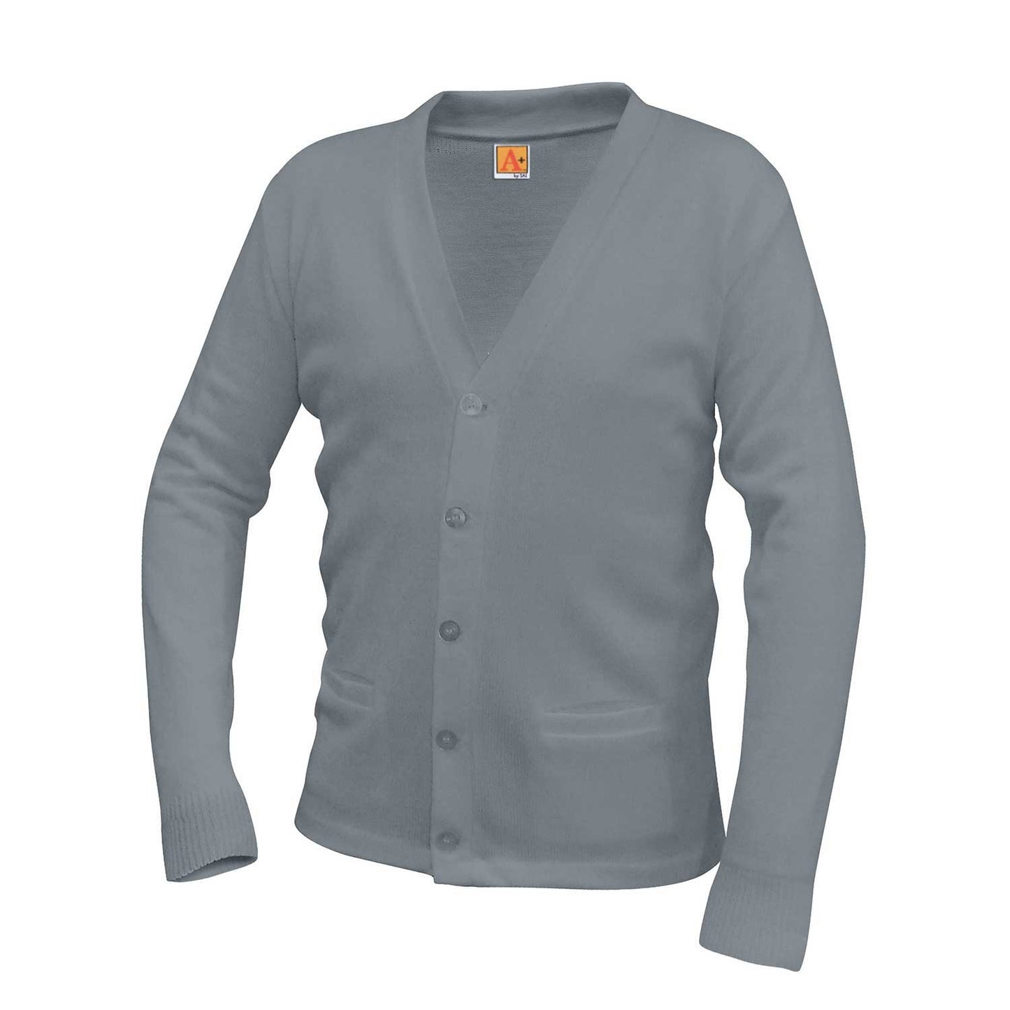 Unisex Jersey Knit 5-Button V-Neck Pocket Cardigan w/Logo - 1109