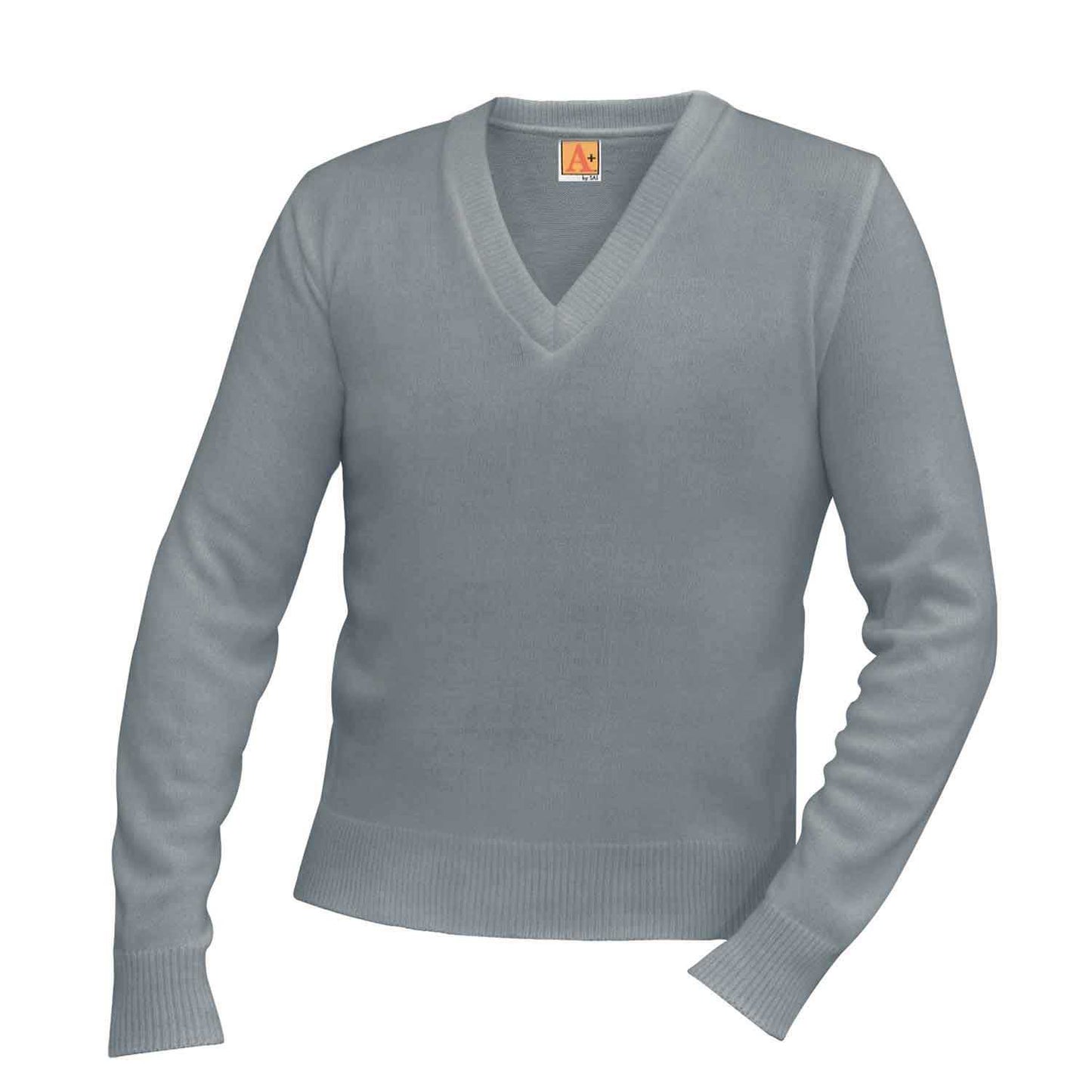 Unisex V-Neck Pullover Jersey Knit Sweater w/Logo - 1109