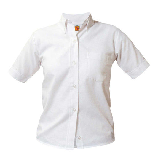 Girl's Oxford Short Sleeve Blouse w/Logo - 1124