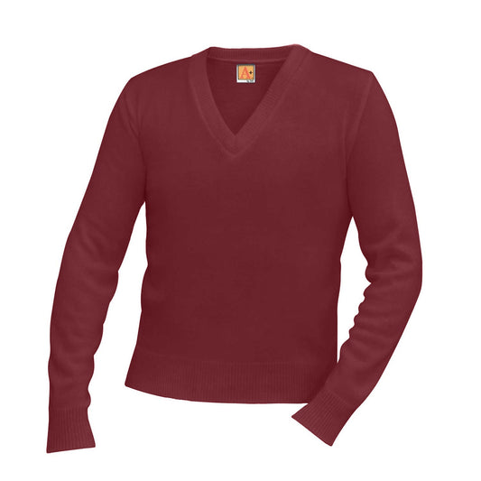Unisex V-Neck Pullover Jersey Knit Sweater w/Logo - 1100