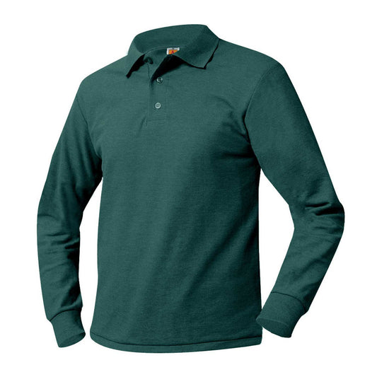 Unisex Pique Polo Shirt, Long Sleeves, Ribbed Cuffs w/Logo - 1104