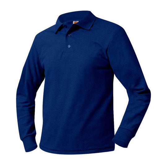 Unisex Pique Polo Shirt, Long Sleeves, Ribbed Cuffs w/Logo - 1109